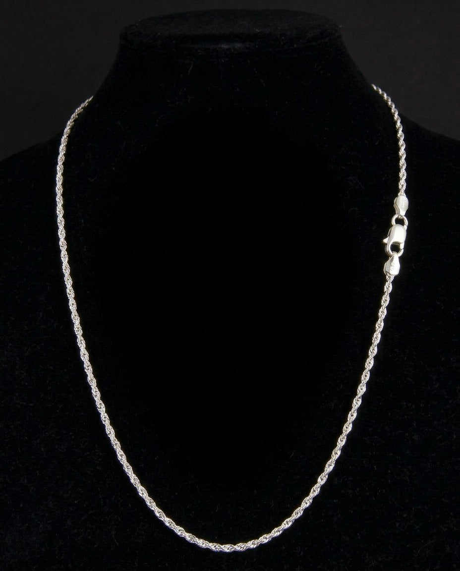 Sterling Silver Rope Chain Necklace – 22 Inch Heavy Rope Link Chain for Men & Women