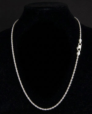 Sterling Silver Rope Chain Necklace – 22 Inch Heavy Rope Link Chain for Men & Women