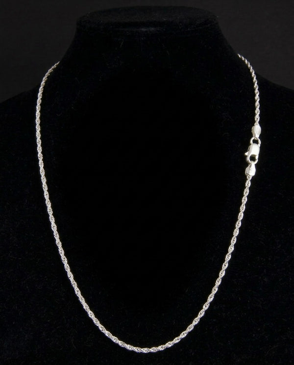 Sterling Silver Rope Chain Necklace – 22 Inch Heavy Rope Link Chain for Men & Women