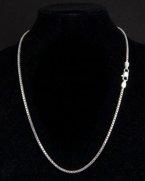 Sterling Silver Box Chain Necklace for Men & Women – 22 Inch Classic Square Link Chain