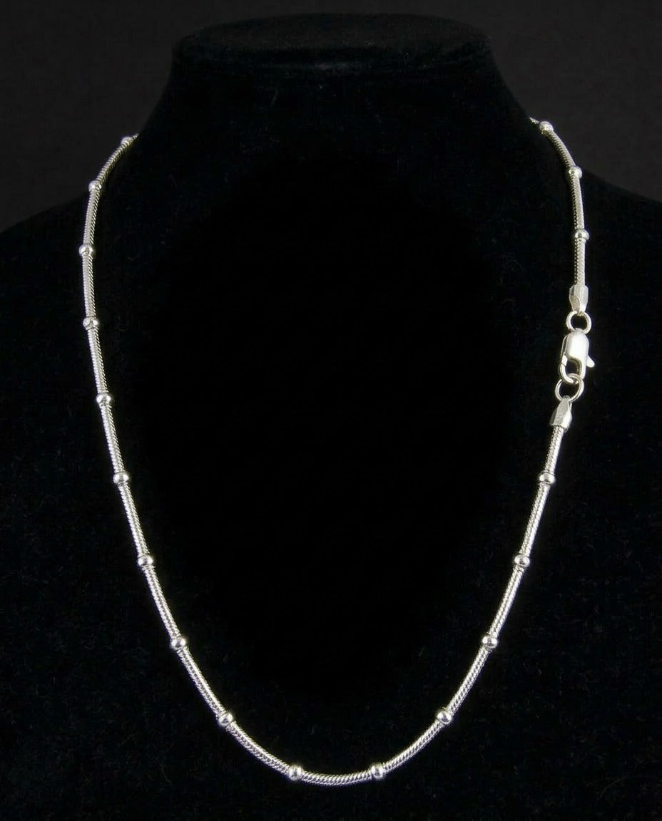Sterling Silver Snake Clipping Chain Necklace – 20 Inch Smooth Snake Chain