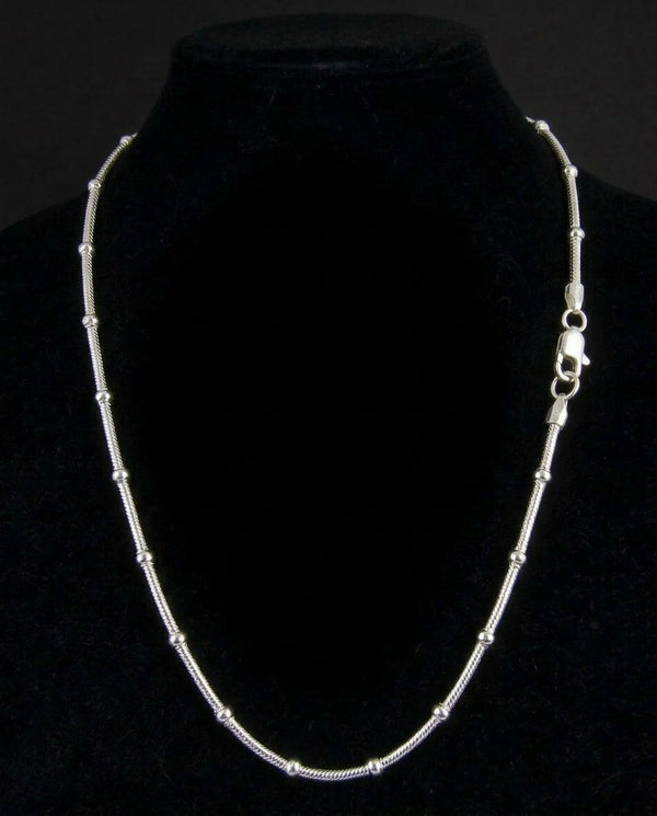 Sterling Silver Snake Clipping Chain Necklace – 20 Inch Smooth Snake Chain