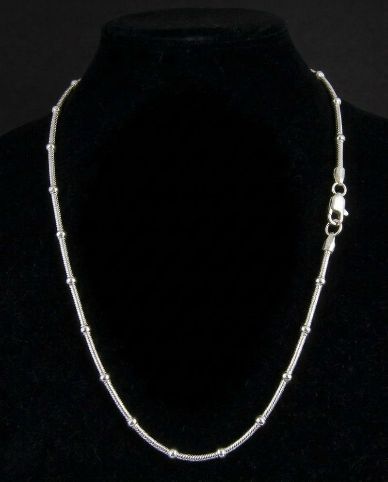 Sterling Silver Snake Clipping Chain Necklace – 20 Inch Smooth Snake Chain